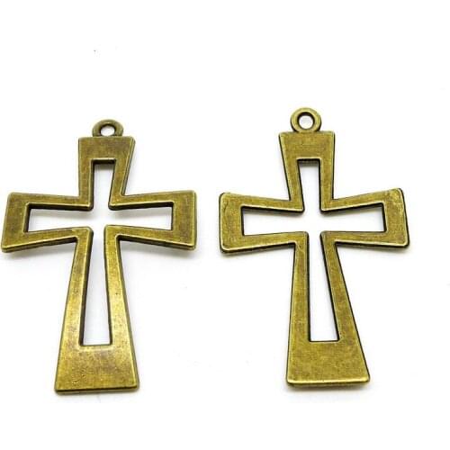 RONGQING 2018 New 20pcs/pack Crosses 35x55mm Religion DIY Necklace Charms Hollow Pendant accessories Jewelry