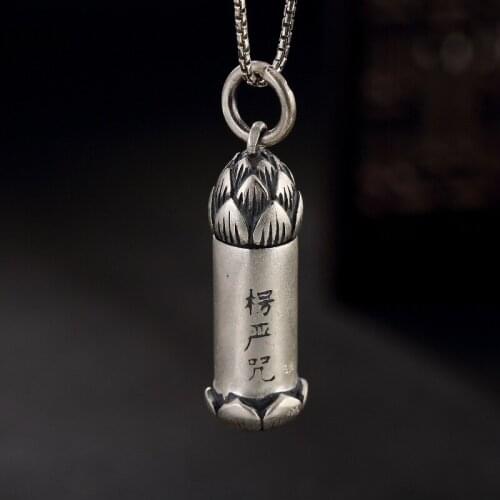 Silver Restoring Ancient Ways Is The Lotus Mantra Ga Black Box Male Lady Hang Drop Pendant Archaize Joker Wholesale