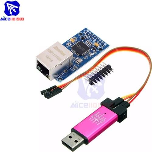 Diymore CH9121 Ethernet Network Module UART to RJ45 Converter TCP/IP V2 Emulator Programmer STM32 STM8 STM32F103C8T6 with Cable
