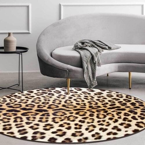 Modern Sexy Fashion Brown Leopard Print Living Room Bedroom Hanging Basket Chair Round Floor Mat Carpet Customization