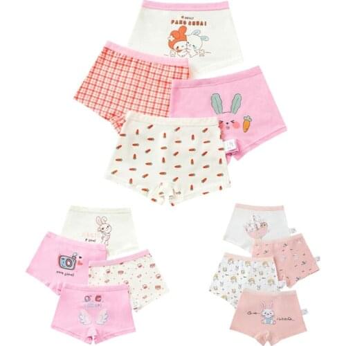 W3JF Baby Girls Soft Cotton Panties Cartoon Printing Boxer Briefs Underwear Underpants for Kids Infants Shorts Gifts