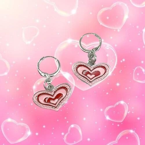 Y2K Jewelry Rainbow Heart Earrings for Women Metal Fashion Cool Harajuku Vintage Earrings Charms 90s Aesthetic Gifts New Party