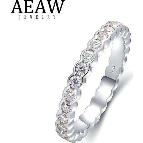 DEF Color Round Excellent Cut 0.952ctw Moissanite Engagement Ring for Women Wedding Band Bride Anniversary 10k White Gold