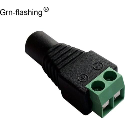 1Pcs 5.5x2.1mm Female DC Power Jack Connector Plug Adapter For 5050 3528 Single Color LED Strip Light CCTV Camera