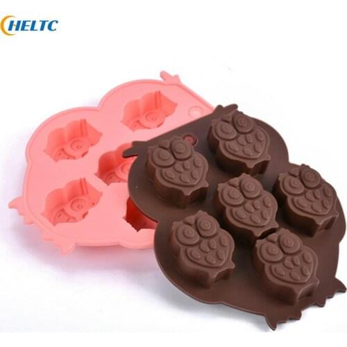 1PCS 6 Cups Cake Cookie Icecream Sweet 3D Animal Owl Shape Chocolate Silicone Mold Bakeware Cake Tools