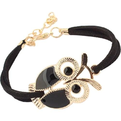 2020 New Fashion Womens Girls Vintage Owl Decoration Faux Leather Bracelets Brand High Quality