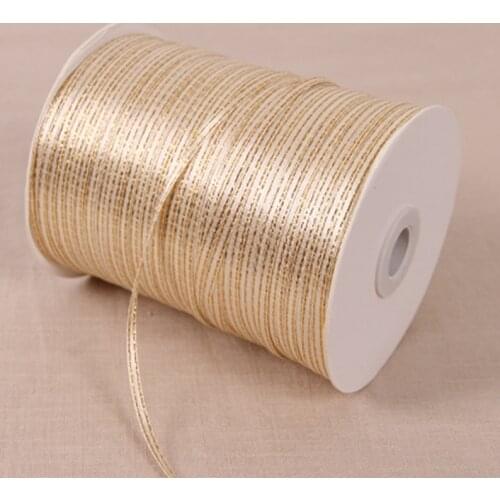 3mm 1/8" solid satin ribbon w/gold wedding decoration candy cake wrapping craft accessories scrapbook material 20yards 08