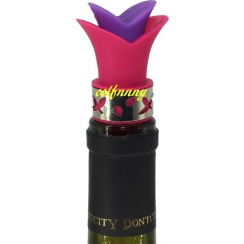 300pcs/lot Silicone Wine Pourer Lily flower Wine Bottle Stopper Red wine bottle plug Kitchen Bar Tools