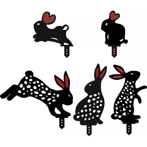 5Pcs Cute Diy Acrylic Rabbit Yard Art Outdoor Garden Backyard Lawn Stakes Easter Rabbit Decor Gift Outdoor Ornaments