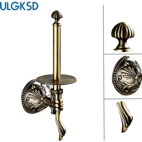 Antique Brass Rack Towel Bathroom Carved Single Paper Tissue Holder Storage Bar Hook Bath Toilet Paper Racks Wall Mounted QGZJT