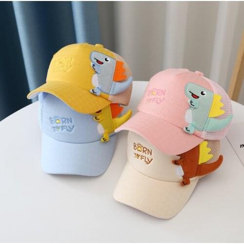 Summer Children Baby Dinosaur Decoration Caps Girls Fashion Outdoor Travel Hats Boys Cotton Breathable Mesh Sun Baseball Caps