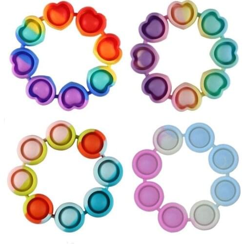 Heart Shape Dimple Bracelet Fidget Toys Push Bubble Dimple Bracelet Press Decompression Toy Color Temperature Change Bracelet