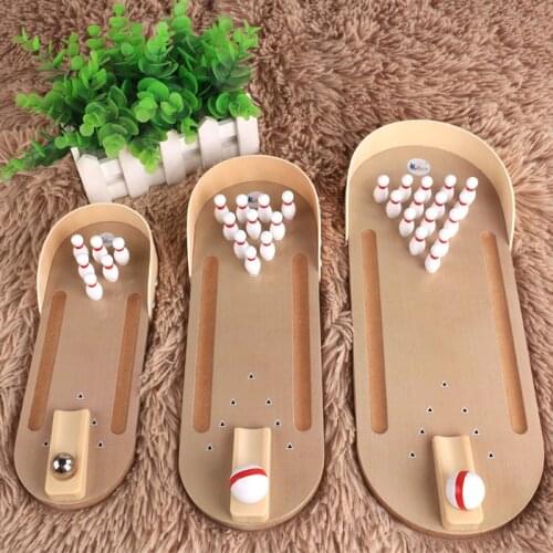 Indoor Children Wooden Mini Desktop Bowling Game Toys Suit Parent-Child Interactive Table Game Bowling Educational Toy Gifts