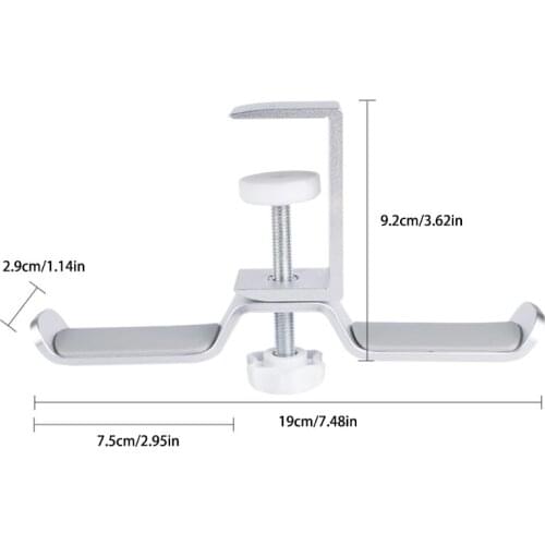 Aluminium Alloy Headphone Holder Headset Bracket Hanger Metal Wall Clamp Hook Rotatable Double Earphone Stand Desktop