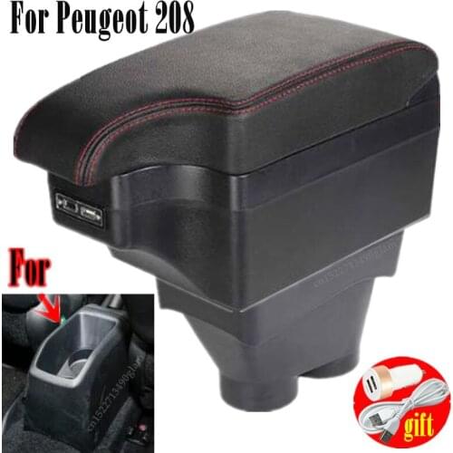 For Peugeot 208 Armrest Box Peugeot 208 Universal Car Central Armrest Storage Box cup holder ashtray modification accessories
