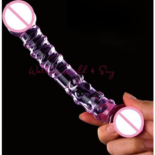 Double Ended Headed Pyrex Glass Dildos Spiral Crystal Glass Penis Anal Butt Plug Femal Masturbation Sex Toys For Women Lesbian