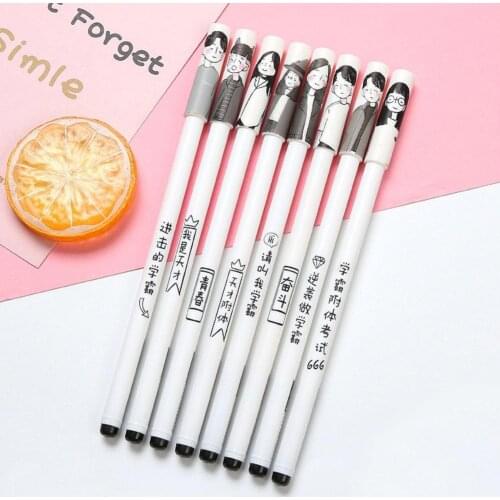0.5mm Funny Words Cartoon Black Ink Gel Pen Writing School Office Stationery