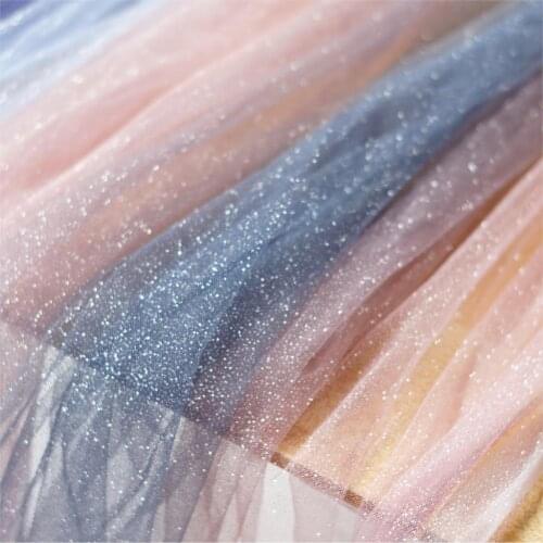 Gradient star hot gold powder mesh fabric Perspective yarn tissu High end customized gown material