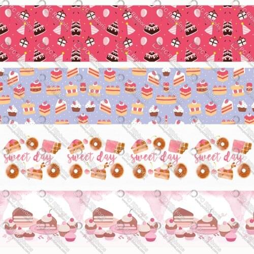 16-75MM Cake Background Stitching Printed Grosgrain Polyester Ribbon 50Yards Gift Wrapping Diy Bows Wedding Drections Ribbons