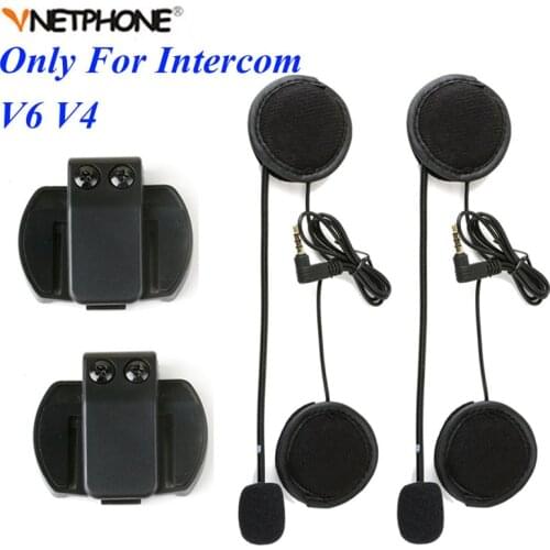 2pcs Vnetphone 3.5mm Microphone Speaker Headset And Helmet Intercom Clip for V4 V6 Motorcycle Bluetooth Interphone + Clip
