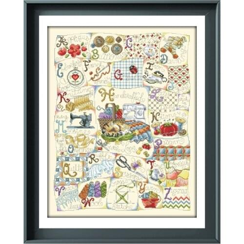 Stitching ABC cross stitch kits cartoon pattern design 18ct 14ct 11ct light yellow canvas embroidery DIY needlework