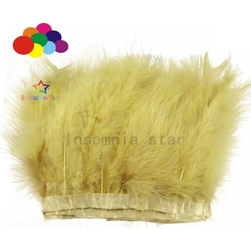 Pack Of 2 meter curry amber Dyed Fluffy Marabou Feather Fringe 6-7INCH Width Natural Feathers Lace Trims For Clothes Sewing