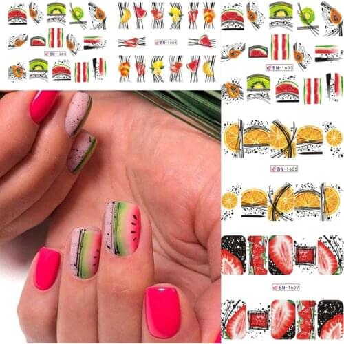 New arrived 3D Valentin Nail Stickers Decals Watermelon/kiwi/banana Image Abstract Adhesive Stickers Nail Art Decoration Z0328