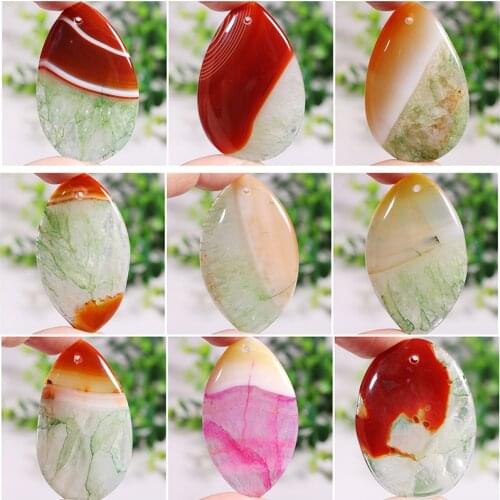 Charms Natural Red and Green Druzy Geode Crystal Agates Stone Pendant Bead For Jewelry Making Multiple Size&Shape Accessories