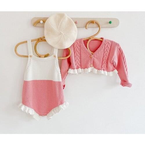 Baby Clohting Knit Set Autumn Fashion Baby Girls Clothes Long Sleeve Knit Sweater+ Romper Sets Children Kids Sweater Set