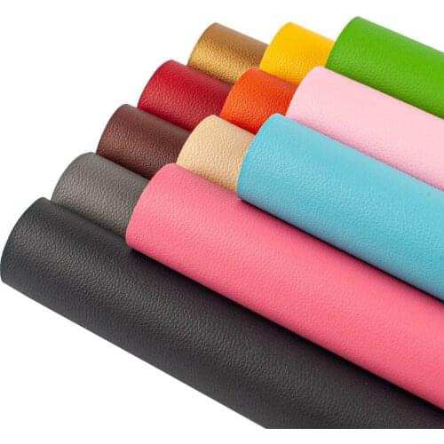 Solid Coloured Litchi Pattern PU Faux Leather Fabric Small Pattern A4 22x30cm for DIY Sewing Bag Hair Bow Meterials