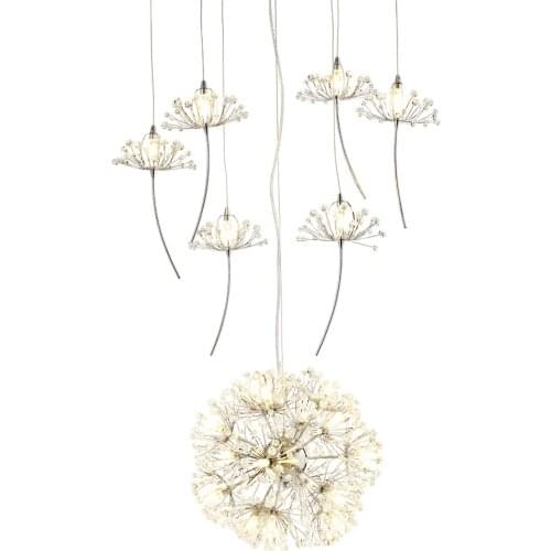 Dandelion Compound Building Living Room Crystal Pendant Lamp Clothing Shop Crystal Pendant Lights Creative Restaurant led Lights