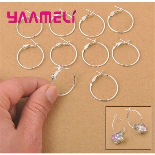 Wholesale 100PCS 20-40MM Making Jewelry Findings 925 Sterling Silver Basketball Wives Beads Circle Hoops Earrings