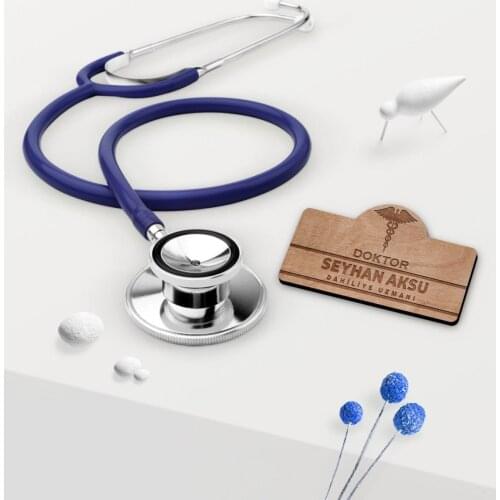 Personalized Stethoscope and Wood Collar İsimliği Set-2 Reliable Modern Simple Gift Special Design Good Quality Surprise Dear Moment