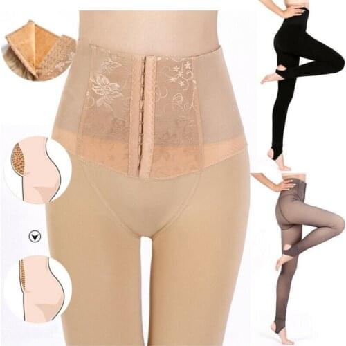 Legs Fake Translucent Warm Fleece Lined Pantyhose Stretchy Women Winter Tights