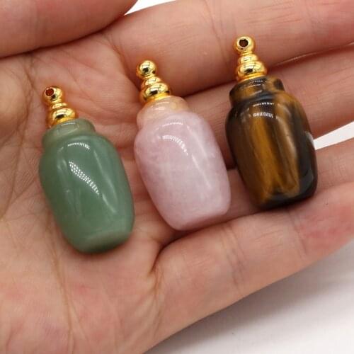 Natural Stone Perfume Bottle Pendant Vase-shaped Semi-precious Pendant For Jewelry Making Charms DIY Necklace Accessory
