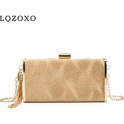 Day Clutch Purse With Chain Shoulder Handbags Purse Tassel Women Evening Bags Golden New Design Party