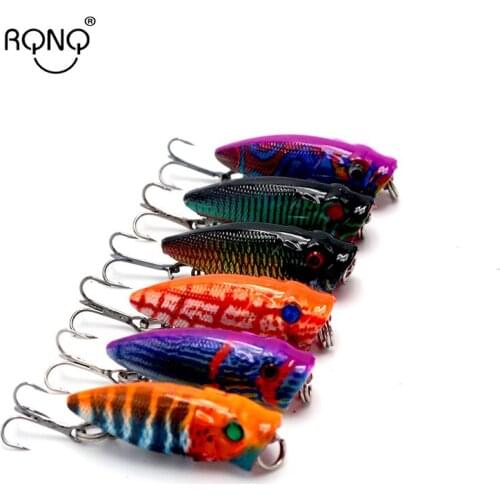 RQNQ 1Pcs 3D Painting Popper Lures Sea Fishing Hard Baits 3.5cm/2.7g Wobblers Crankbaits Artificial Pesca Isca For Fishing Gear