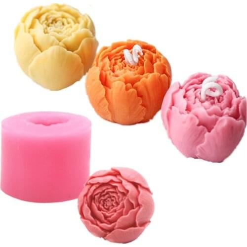 1pc 5.3*4.3cm Rose Shape Soap Mold Silicone Chocolate Mould Tray Homemade Making DIY Flower soap moulds