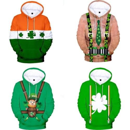 St. Patricks Day 3D Hoodies Men Women Long Sleeve Hoodie Sweatshirt Pullover Tracksuit Funny Cat Animals 3d Printed Jacket Tops