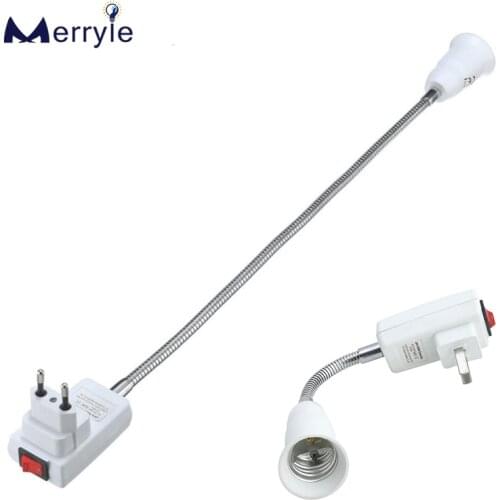 20cm 30cm EU / US Plug to E27 Lamp Bulbs Socket Holder Converters Flexible Extension Cord with On/Off Switch Fireproof Material