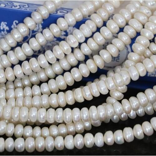 High grade 6*8mm abacus white natural freshwater pearl loose beads fashion women fit for necklace jewelry making 15inch B1342