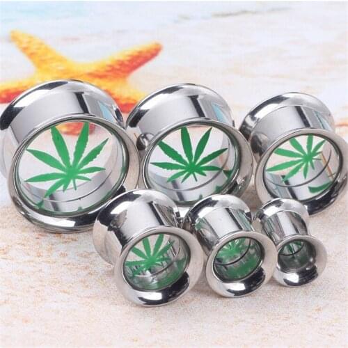 1 Piece Stainless Steel Leaves Ear Plugs Tunnels Flesh Expansions Piercing Ear Plugs Earring Gauges Ears Expanders Body Jewelry