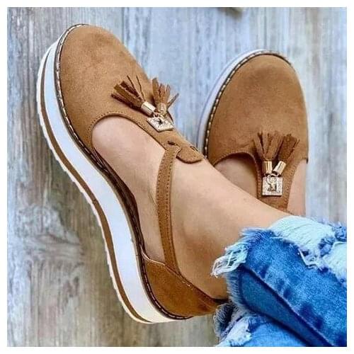 2020 Women Flat Shoes Thick Sole Platform Shoes Fringe Spring Tassels Fashion Summer female shoes