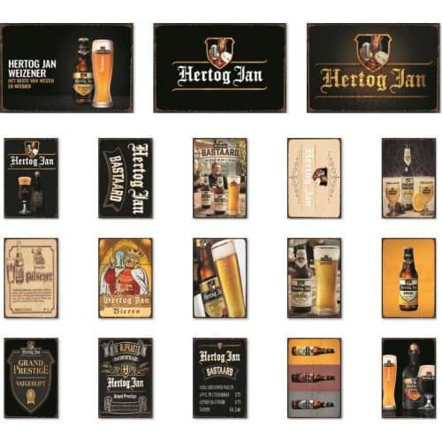 Hertog jan Bee Tin Signs Custom wholesale Metal wine Netherland painting Bar PUB Decor WX1