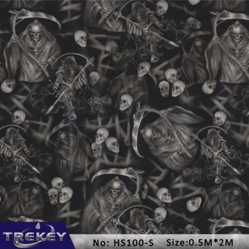 0.5M*2M skull with saber hydrographic-water-transfer-printing-film, water dipping film, decorative cover for phone case HS100-S