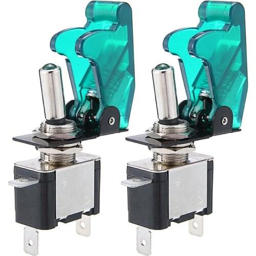 2pcs Rocker Toggle Switch Auto Car Truck Illuminated Led Toggle Switch With Safety Flip Up Cover Guard 12V 20A Accessories Parts