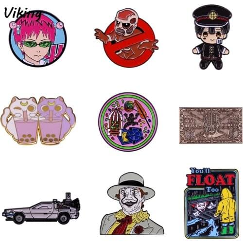 20pcs/lot G1769 Cartoon Horror Movie Metal Enamel Pins and Brooches for Women Men Lapel Pin Backpack Hat Badge Kids Gifts