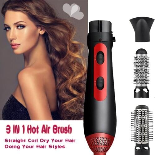 Volumizer Curler Straightener Blower Second-Gear Wind Speed Hot Air Brush 3 In 1 Hair Straightener& Curler Hot Comb