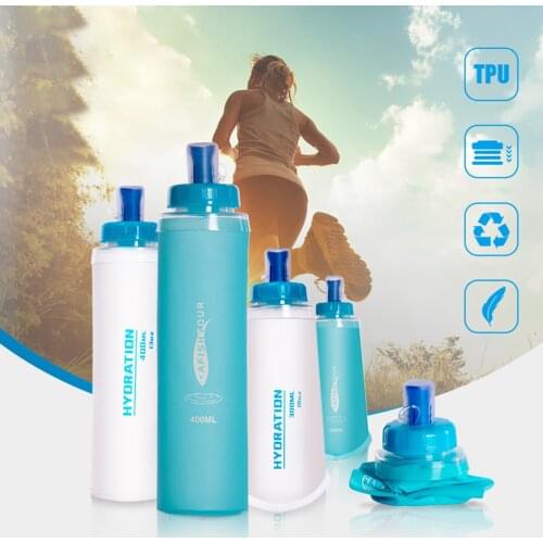 300ml 400ml Soft Flask Folding Collapsible Water Bottle TPU Free For Outdoor Sport Running Hydration Pack Water Bag