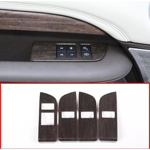 4pcs Oak Wood ABS Car Child Safety Door Lock Switch Button Cover Trim For Land Rover Discovery 5 L462 2017 2018 LR5